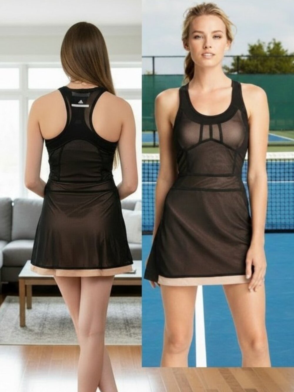 Nwt ADIDAS Stella McCartney Tennis Dress w/ Bra rose tan / black M Medium
